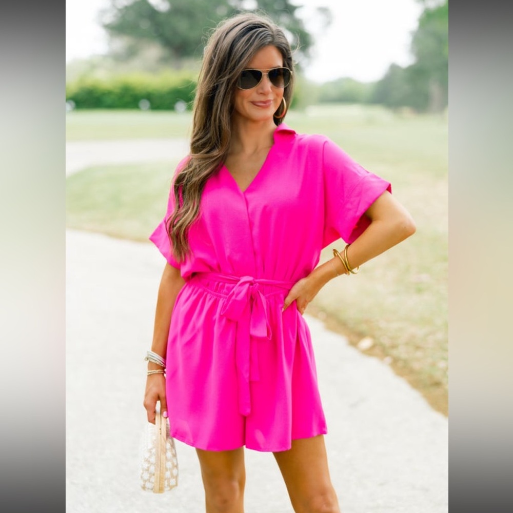 She + Sky Hot Pink Romper size medium